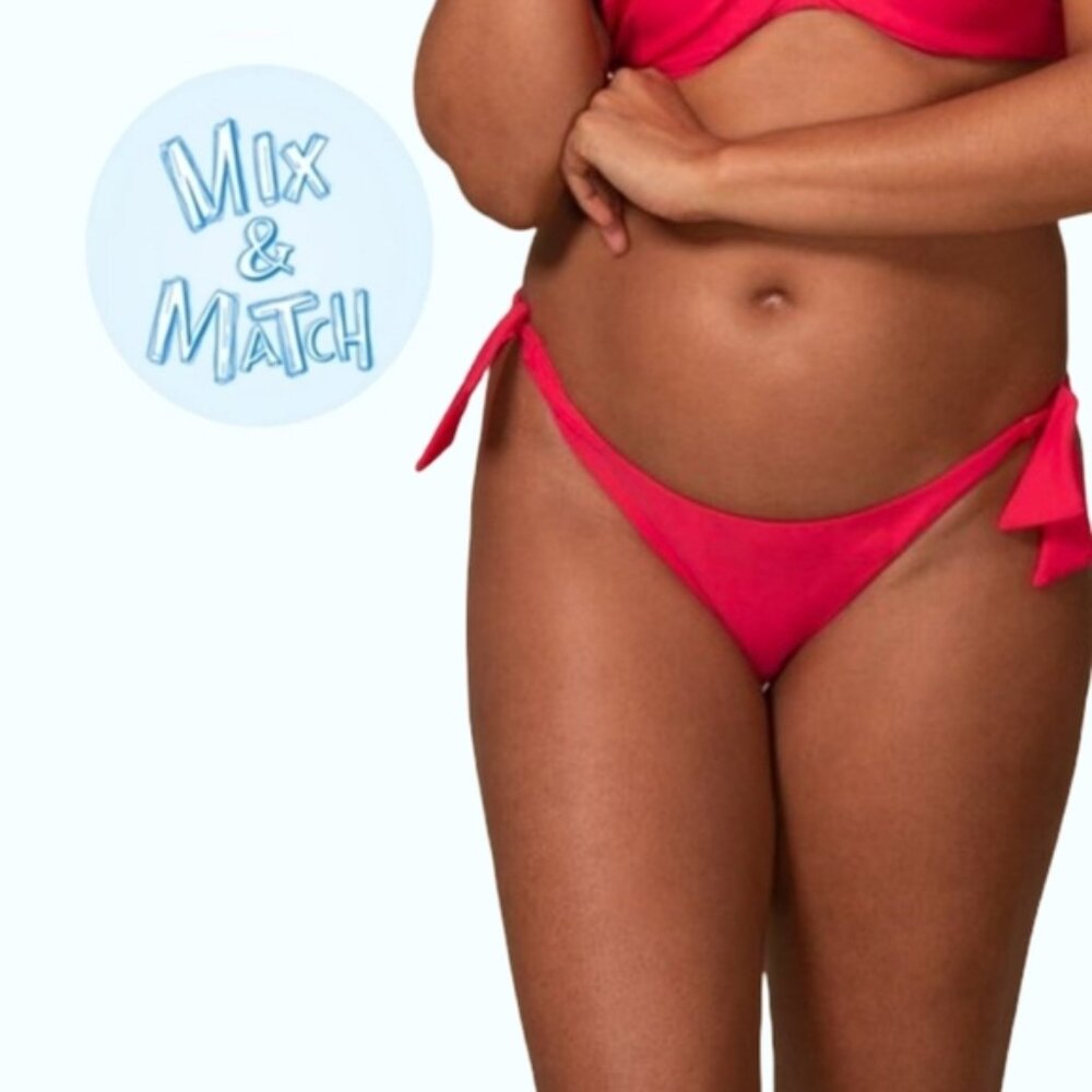 Byron Bay NWT Side Tie Low Rise "Brooke" Pink Bikini Bottom Swim Separate